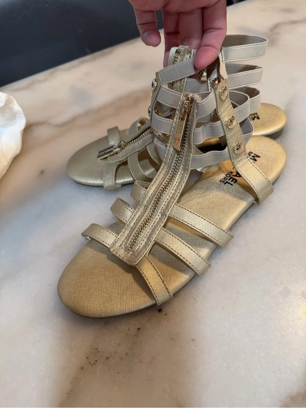 Michael Kors Metallic Gold Zipper Gladiator Sandals
